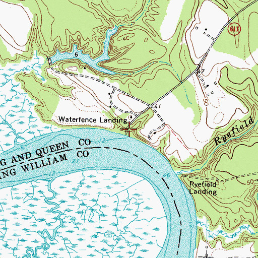 Topographic Map of Waterfence Landing, VA