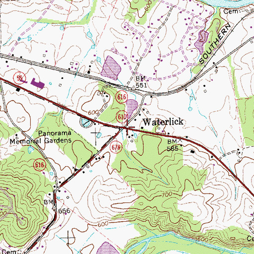 Topographic Map of Waterlick, VA