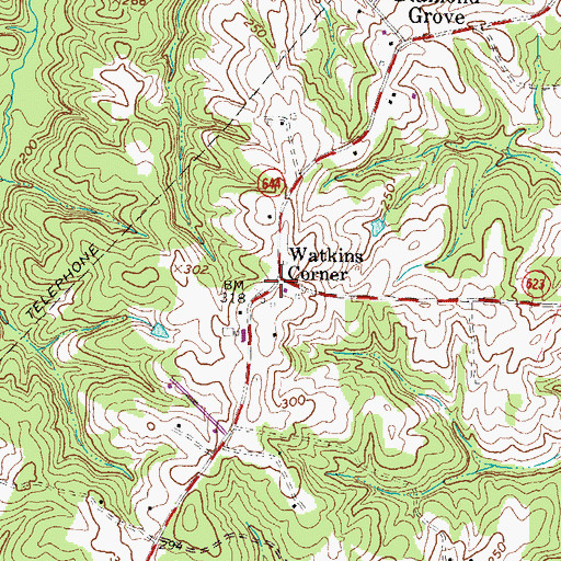 Topographic Map of Watkins Corner, VA