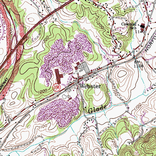 Topographic Map of Webster, VA