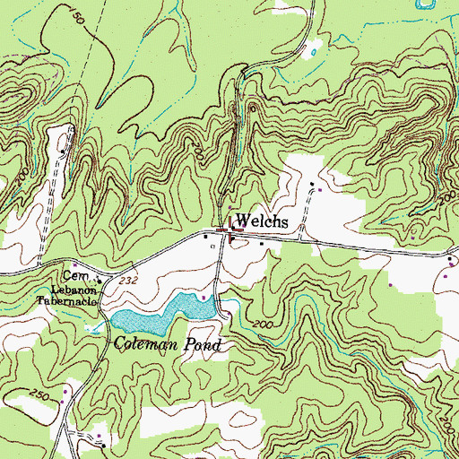 Topographic Map of Welchs, VA
