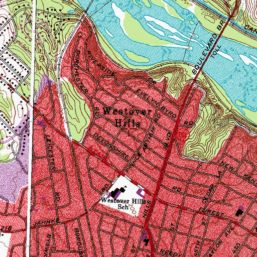 Topographic Map of Westover Hills, VA