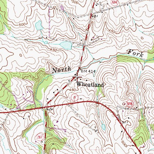 Topographic Map of Wheatland, VA