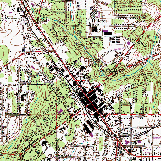 Topographic Map of First Baptist Church, AL