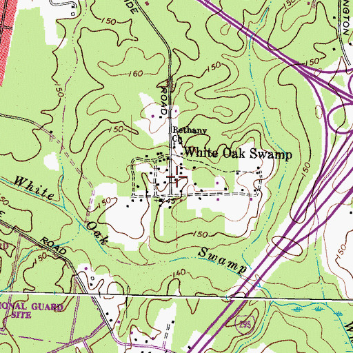Topographic Map of White Oak Swamp, VA