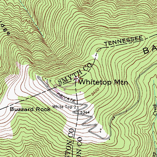 Topographic Map of Whitetop Mountain, VA