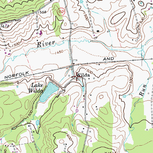 Topographic Map of Wilda, VA