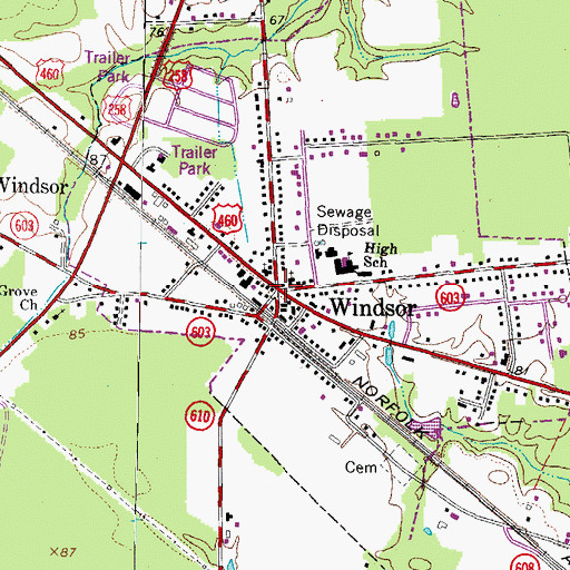 Topographic Map of Windsor, VA