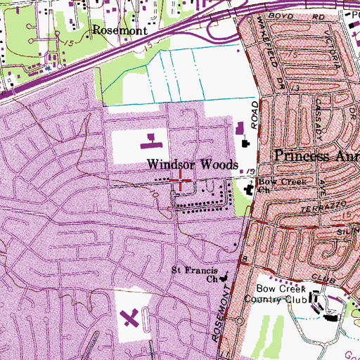 Topographic Map of Windsor Woods, VA