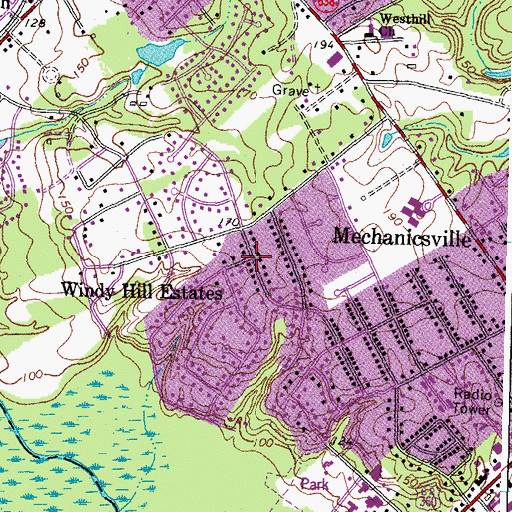Topographic Map of Windy Hill Estates, VA