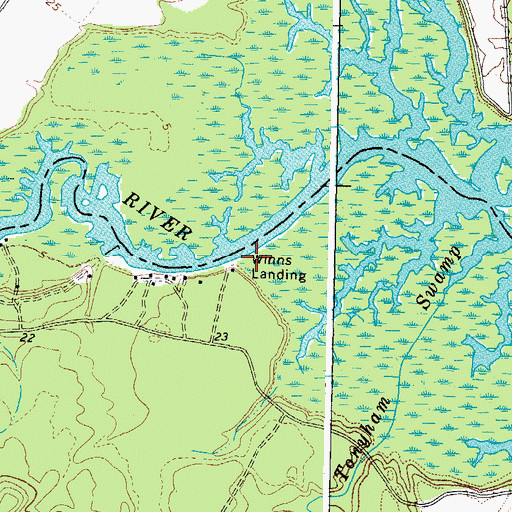 Topographic Map of Winns Landing, VA