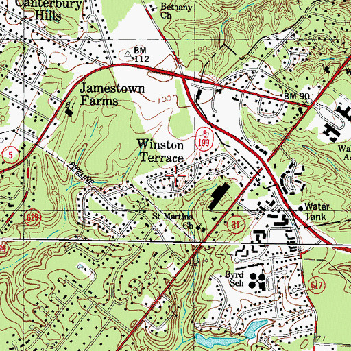 Topographic Map of Winston Terrace, VA