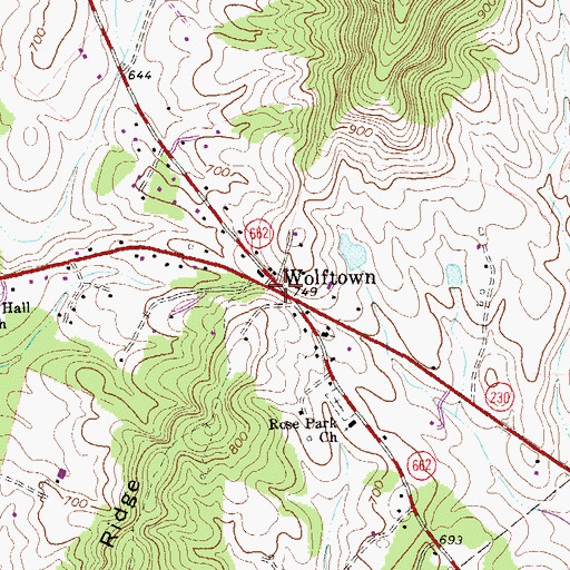 Topographic Map of Wolftown, VA