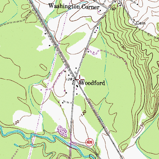 Topographic Map of Woodford, VA