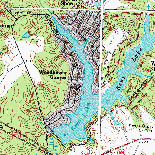 Topographic Map of Woodhaven Shores, VA