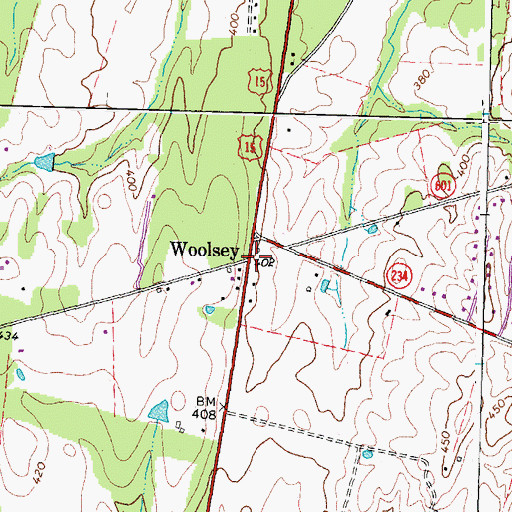 Topographic Map of Woolsey, VA