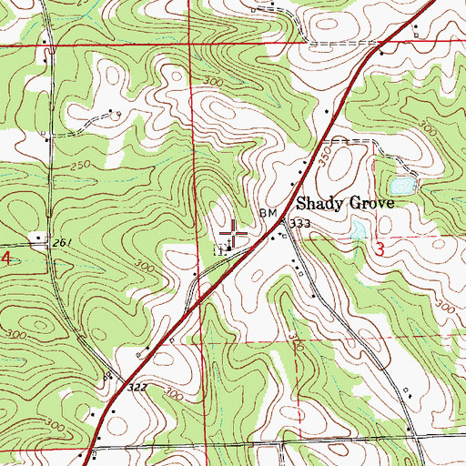 Topographic Map of Shady Grove Primitive Baptist Church, AL
