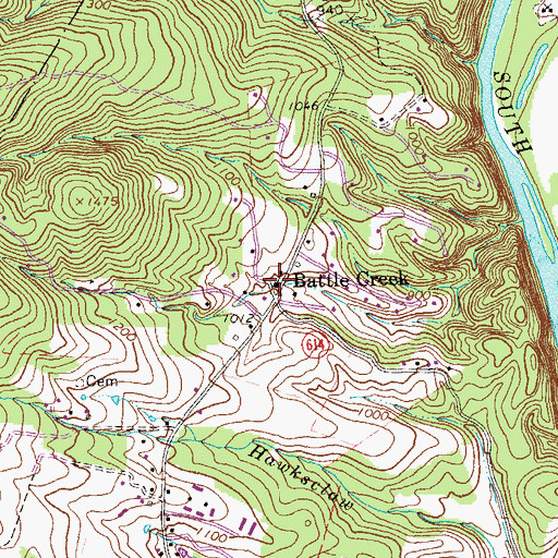 Topographic Map of Battle Creek Church, VA