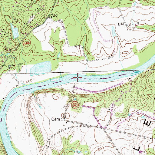 Topographic Map of Bealers Ferry (historical), VA