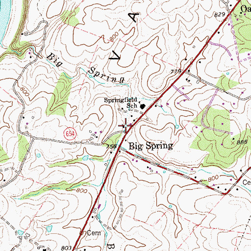 Topographic Map of Big Spring Church, VA