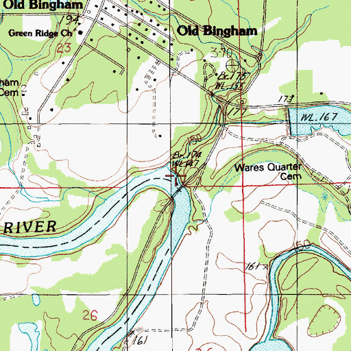 Topographic Map of Ware Ferry (historical), AL