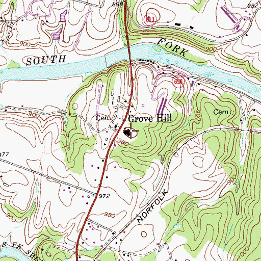 Topographic Map of Grove Hill Elementary School, VA