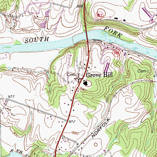 Topographic Map of Grove Hill United Methodist Church, VA