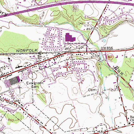 Topographic Map of Hilldale, VA
