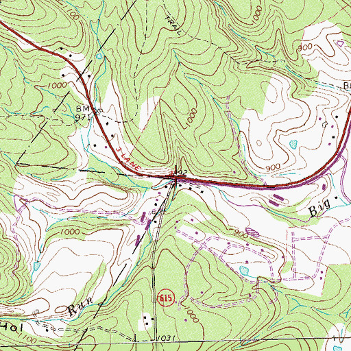 Topographic Map of Intersections, VA