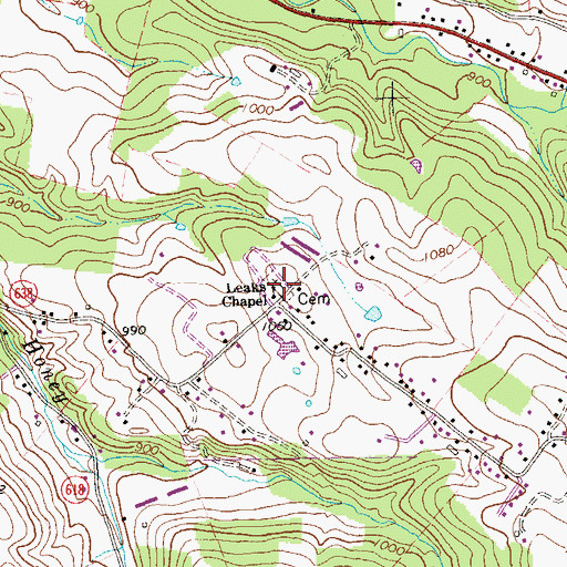 Topographic Map of Leaks Chapel Cemetery, VA