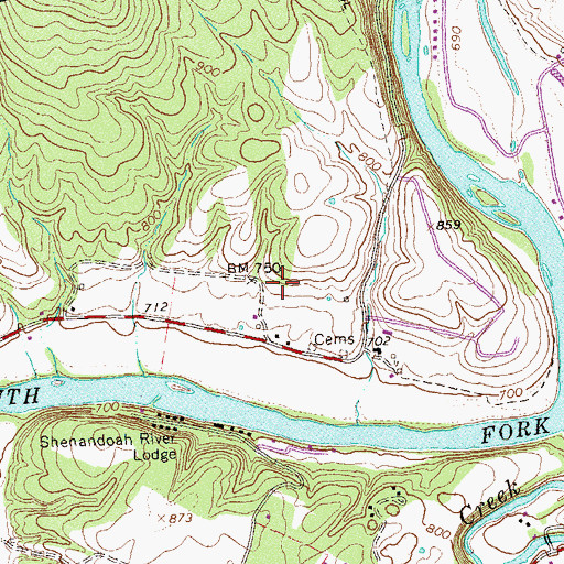 Topographic Map of Long School (historical), VA