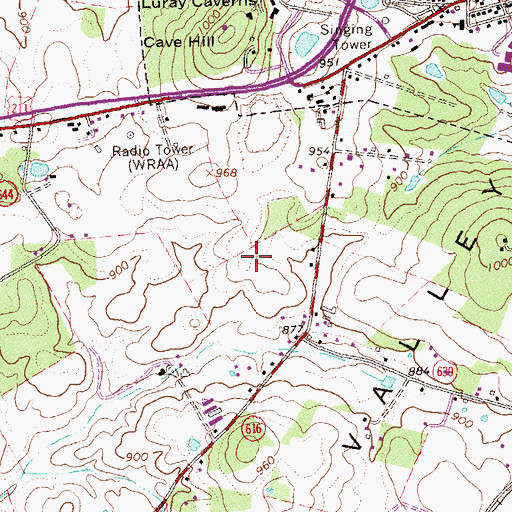 Topographic Map of Luray High School, VA