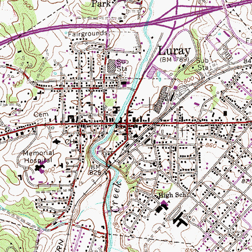 Topographic Map of Luray United Methodist Church, VA