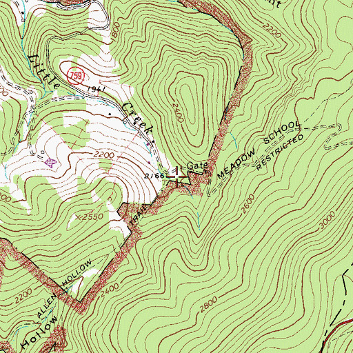 Topographic Map of Meadows School (historical), VA