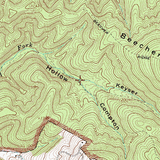 Topographic Map of Moody Creek, VA