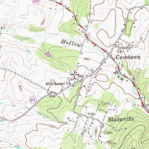 Topographic Map of Mount Carmel Baptist Church Cemetery, VA