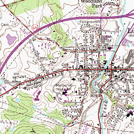 Topographic Map of Old County Cemetery, VA