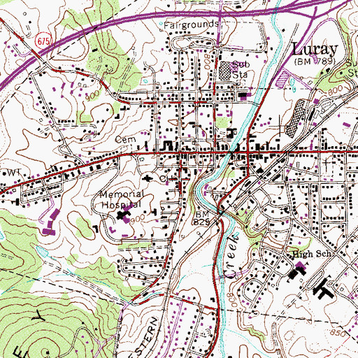 Topographic Map of Page County Courthouse, VA