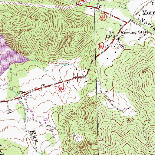 Topographic Map of Rattleburg School (historical), VA