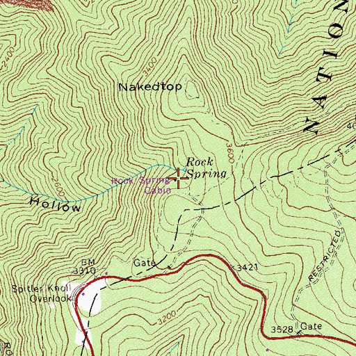 Topographic Map of Rock Spring Cabin, VA