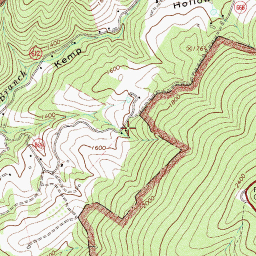 Topographic Map of Rocky Branch School (historical), VA
