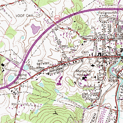 Topographic Map of Saint Johns Free Baptist Church, VA