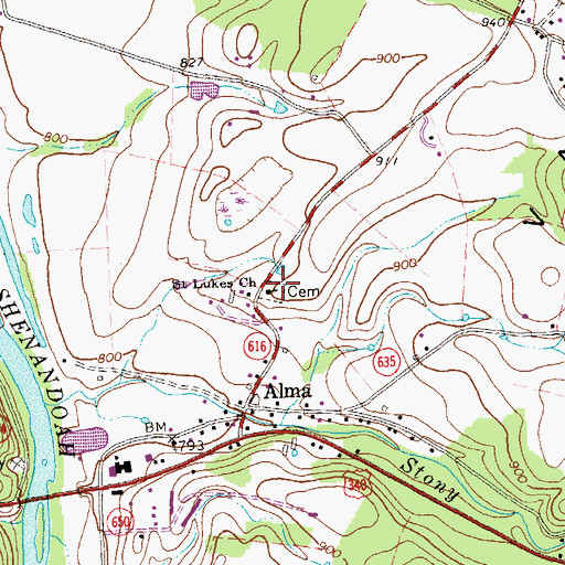 Topographic Map of Saint Luke Cemetery, VA