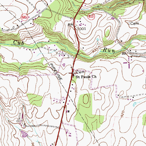 Topographic Map of Saint Pauls Cemetery, VA