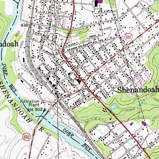 Topographic Map of Shenandoah Elementary School, VA