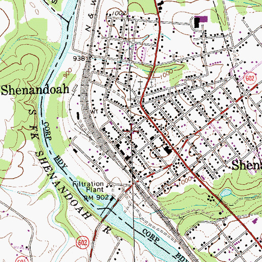 Topographic Map of Shenandoah Post Office, VA