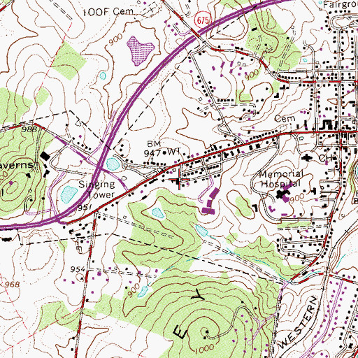 Topographic Map of West Luray Elementary School, VA