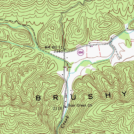 Topographic Map of Bear Creek School (historical), VA