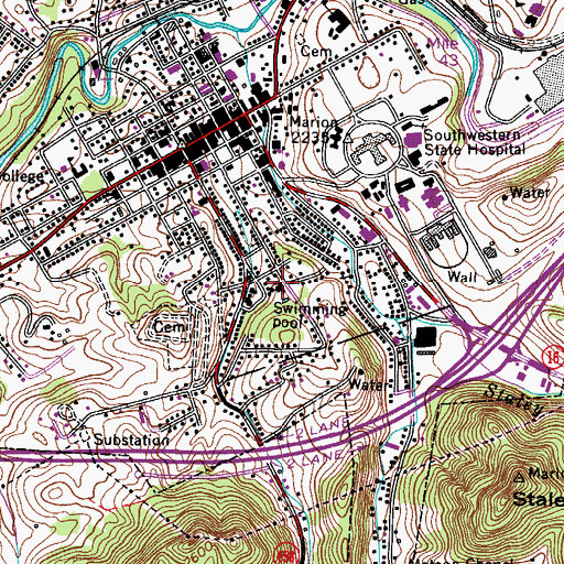 Topographic Map of Carnegie High School (historical), VA