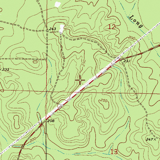 Topographic Map of Four Points Cemetery, AL